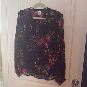 Cabi Women's Floral Black Blouse
